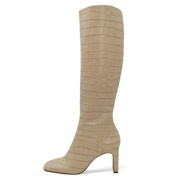 Schutz Diasy Size 9 Almond Buff Crocodile Embossed Leather Western Tall Boot - Picture 4 of 14